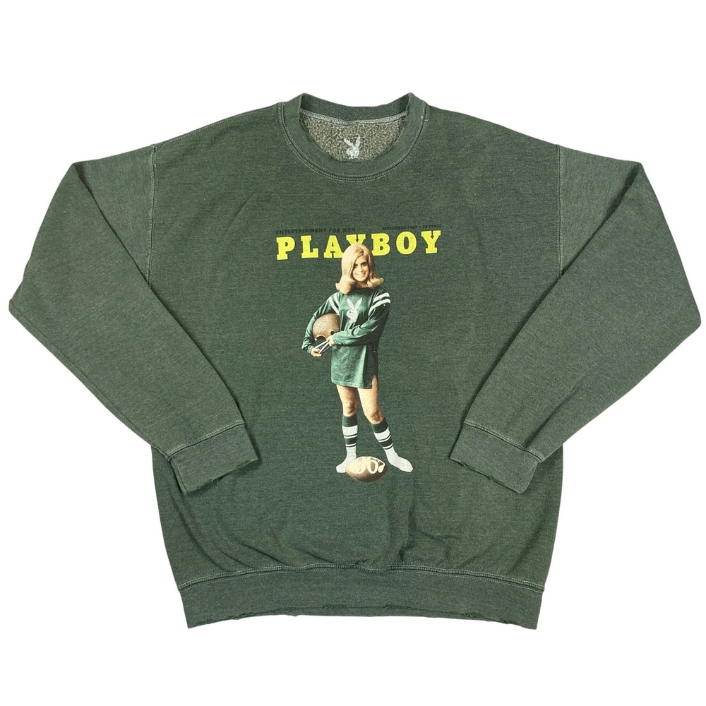 Playboy Mens Heather Green September 1967 Magazine Cover Graphic Sweatshirt S‎